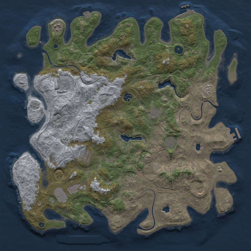 Rust Map: Procedural Map, Size: 4500, Seed: 49356827, 16 Monuments