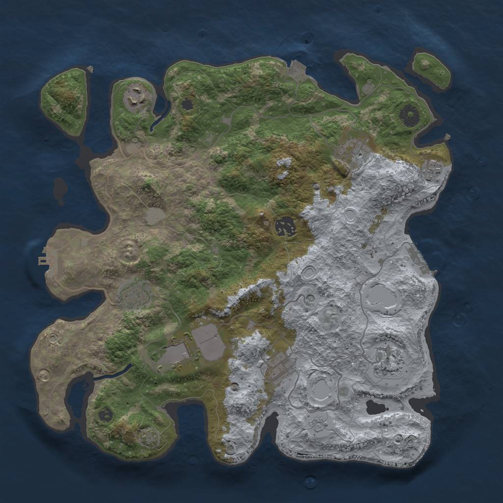 Rust Map: Procedural Map, Size: 3600, Seed: 745362, 16 Monuments