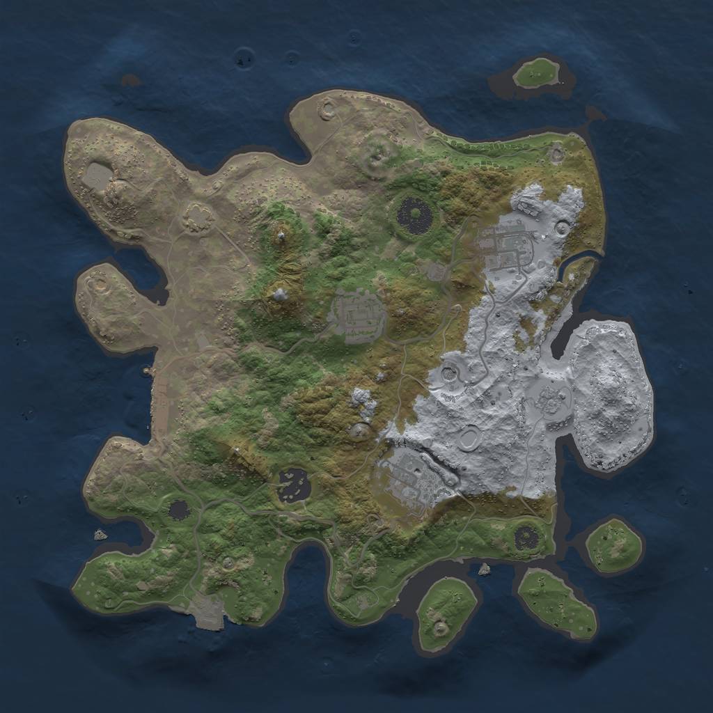 Rust Map: Procedural Map, Size: 3000, Seed: 2091320911, 11 Monuments