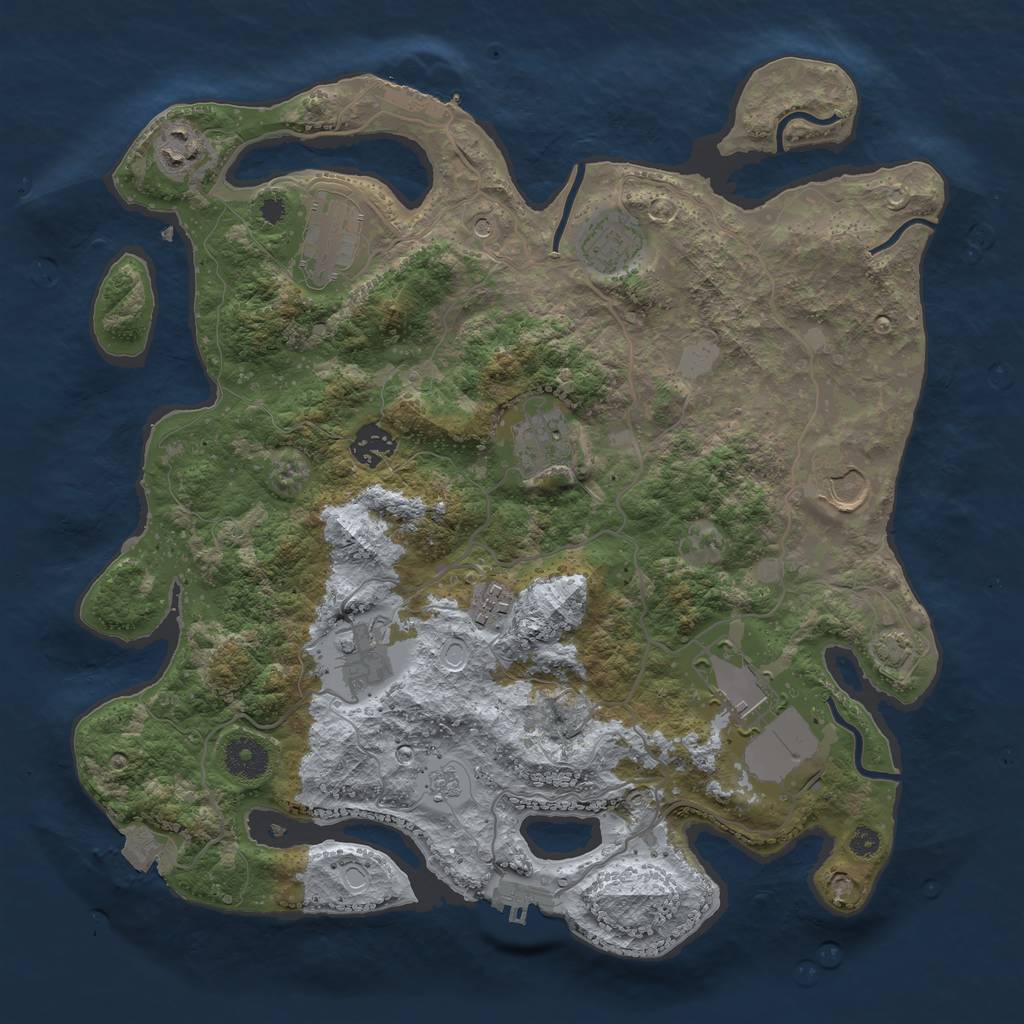 Rust Map: Procedural Map, Size: 3600, Seed: 94720015, 17 Monuments