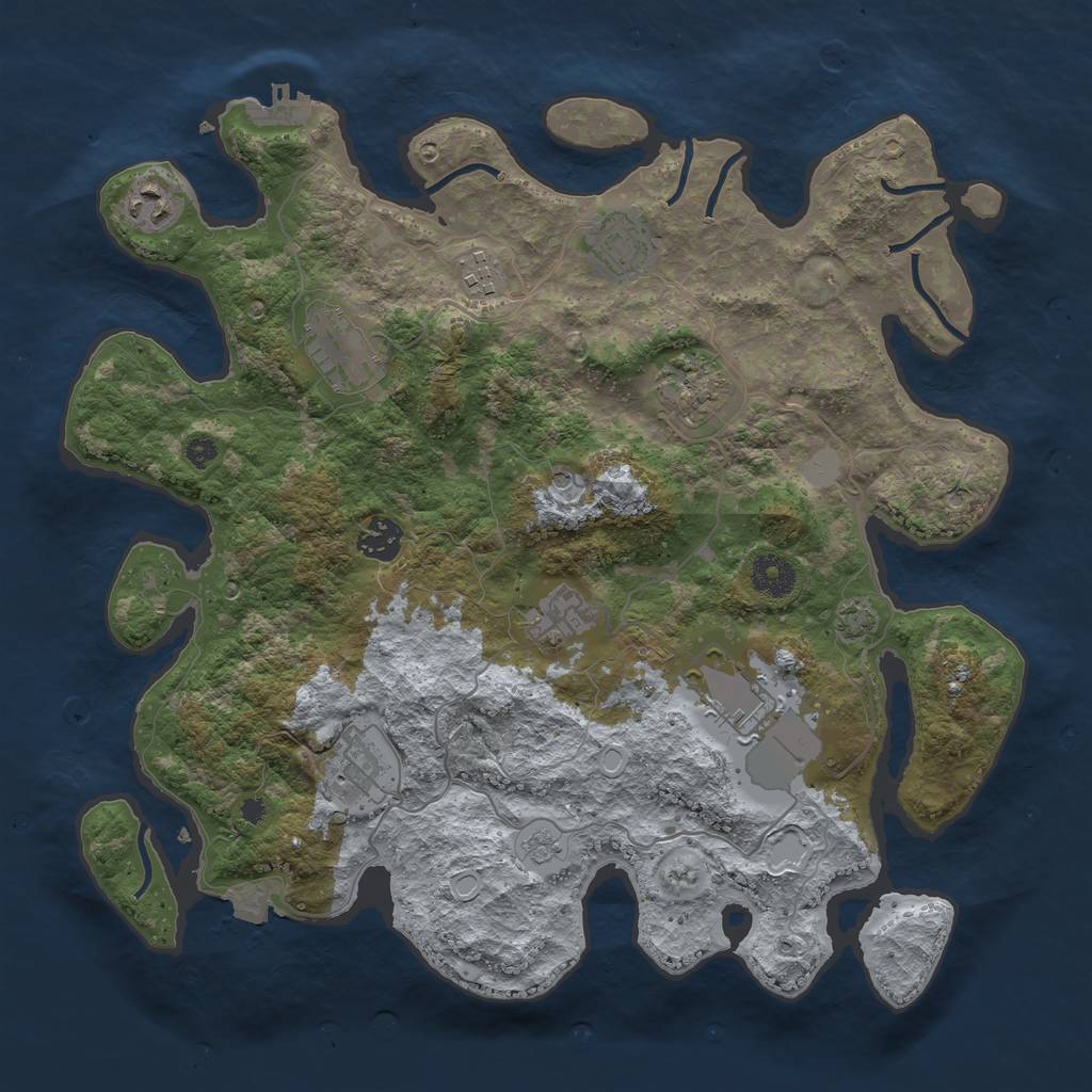 Rust Map: Procedural Map, Size: 3700, Seed: 23300902, 16 Monuments