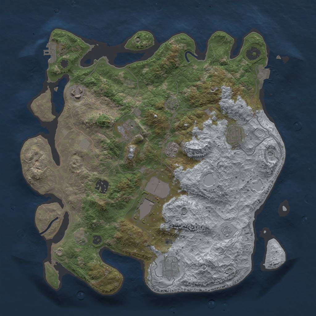 Rust Map: Procedural Map, Size: 3500, Seed: 23335155, 14 Monuments