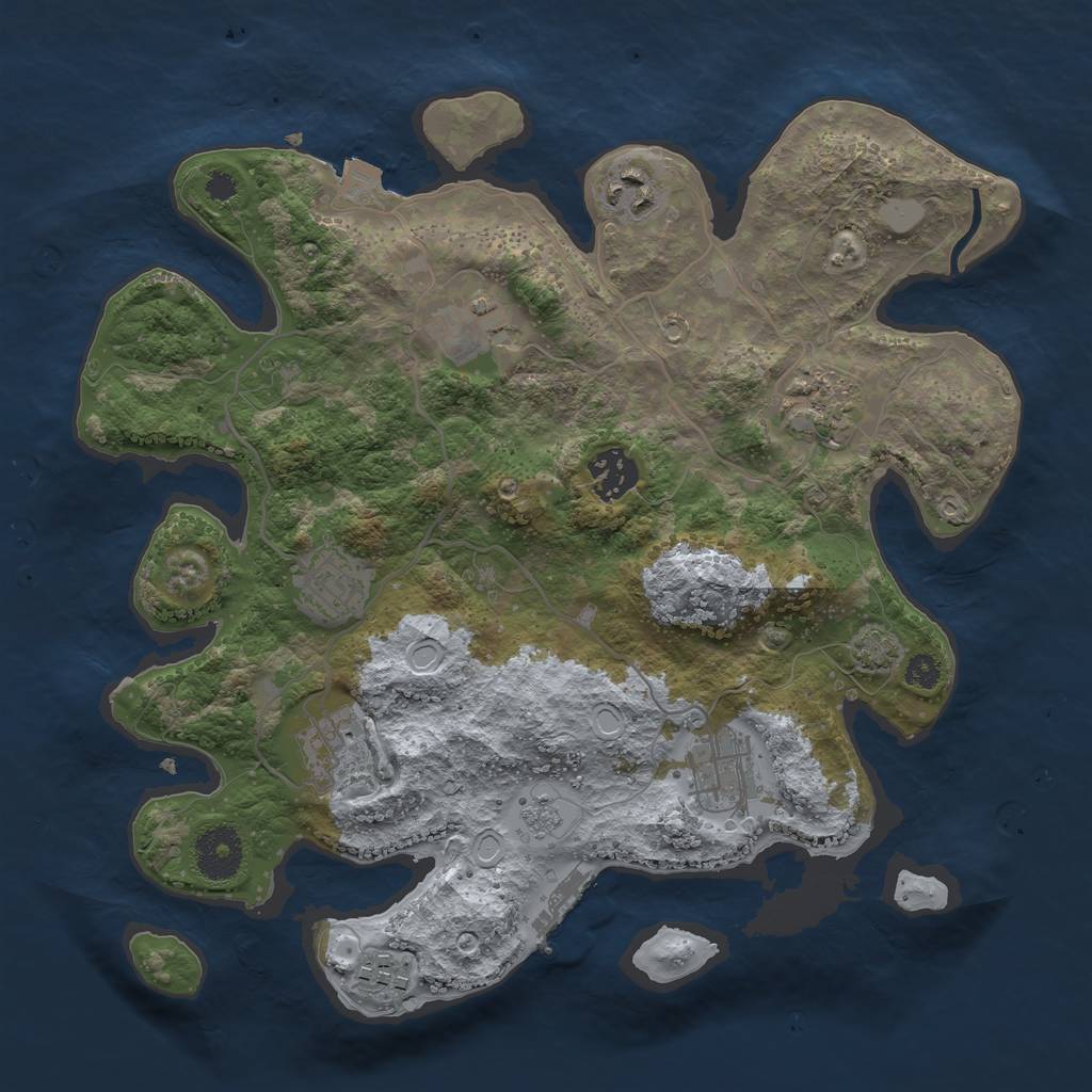 Rust Map: Procedural Map, Size: 3250, Seed: 1850992106, 14 Monuments