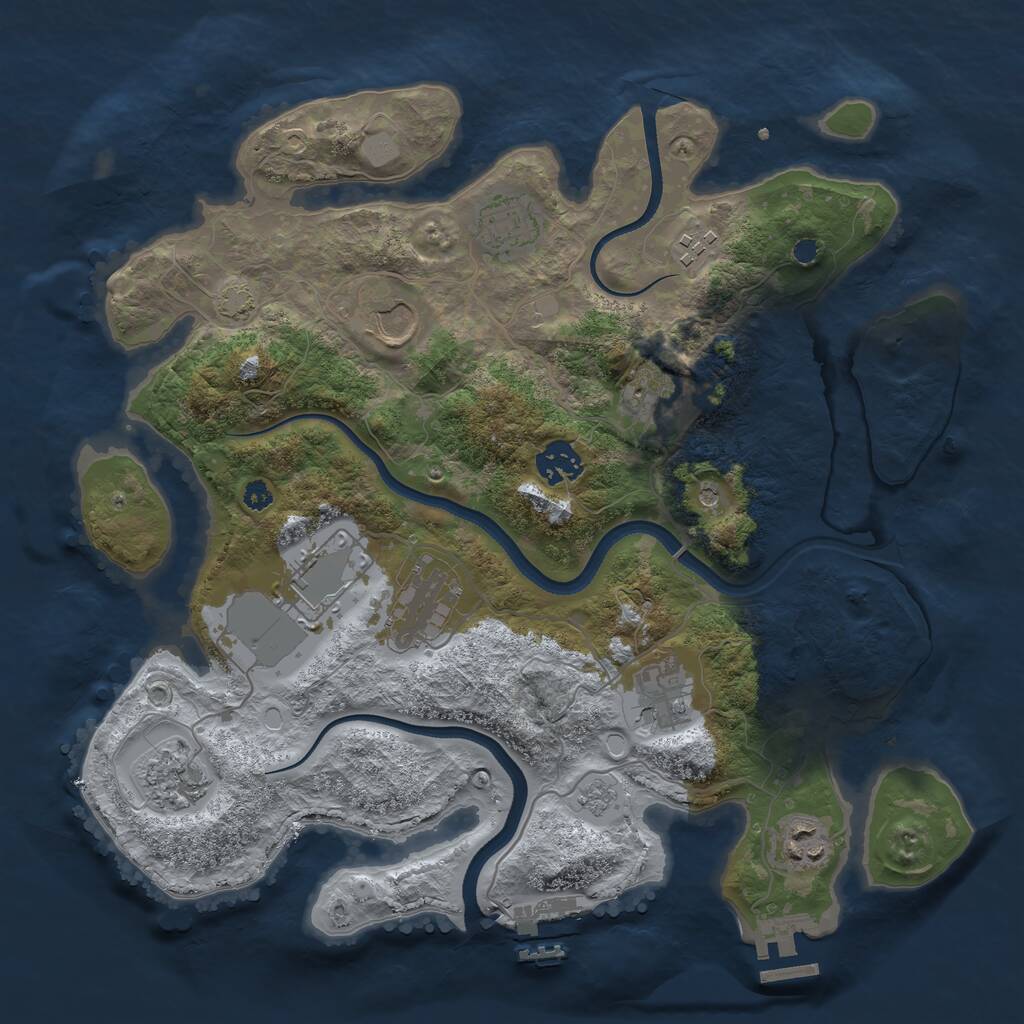 Rust Map: Procedural Map, Size: 3500, Seed: 29217, 16 Monuments