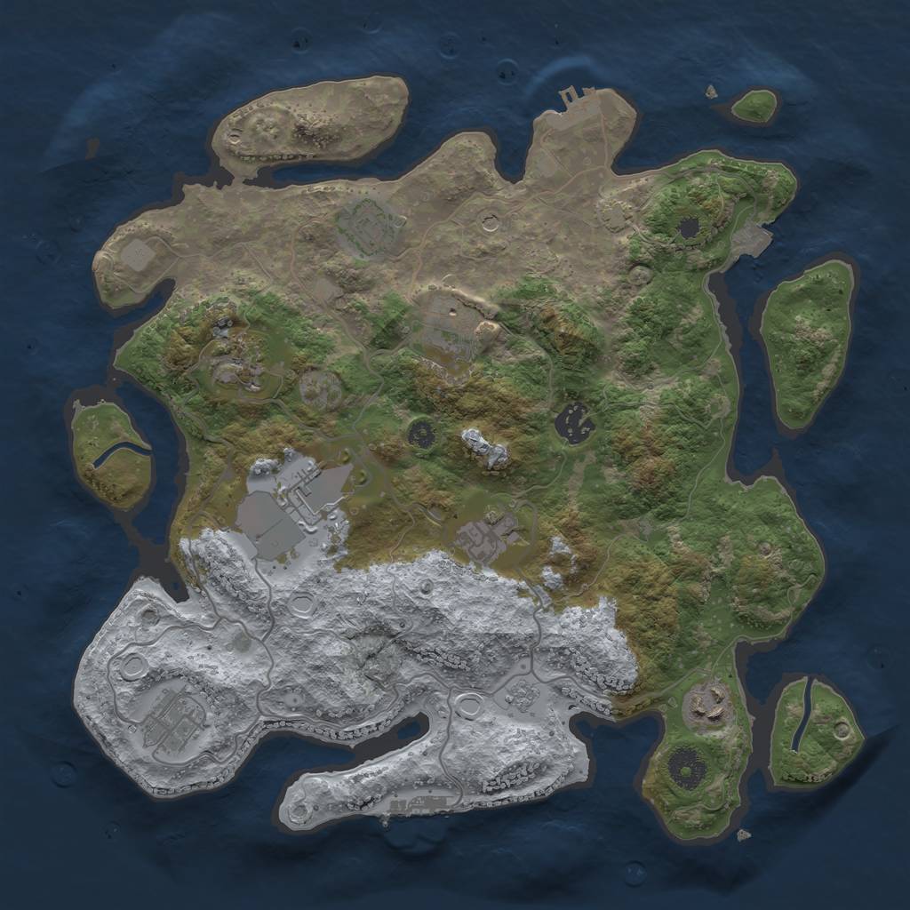 Rust Map: Procedural Map, Size: 3500, Seed: 29217, 16 Monuments