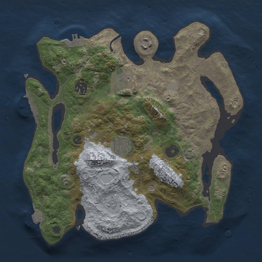 Rust Map: Procedural Map, Size: 3000, Seed: 54963543, 12 Monuments