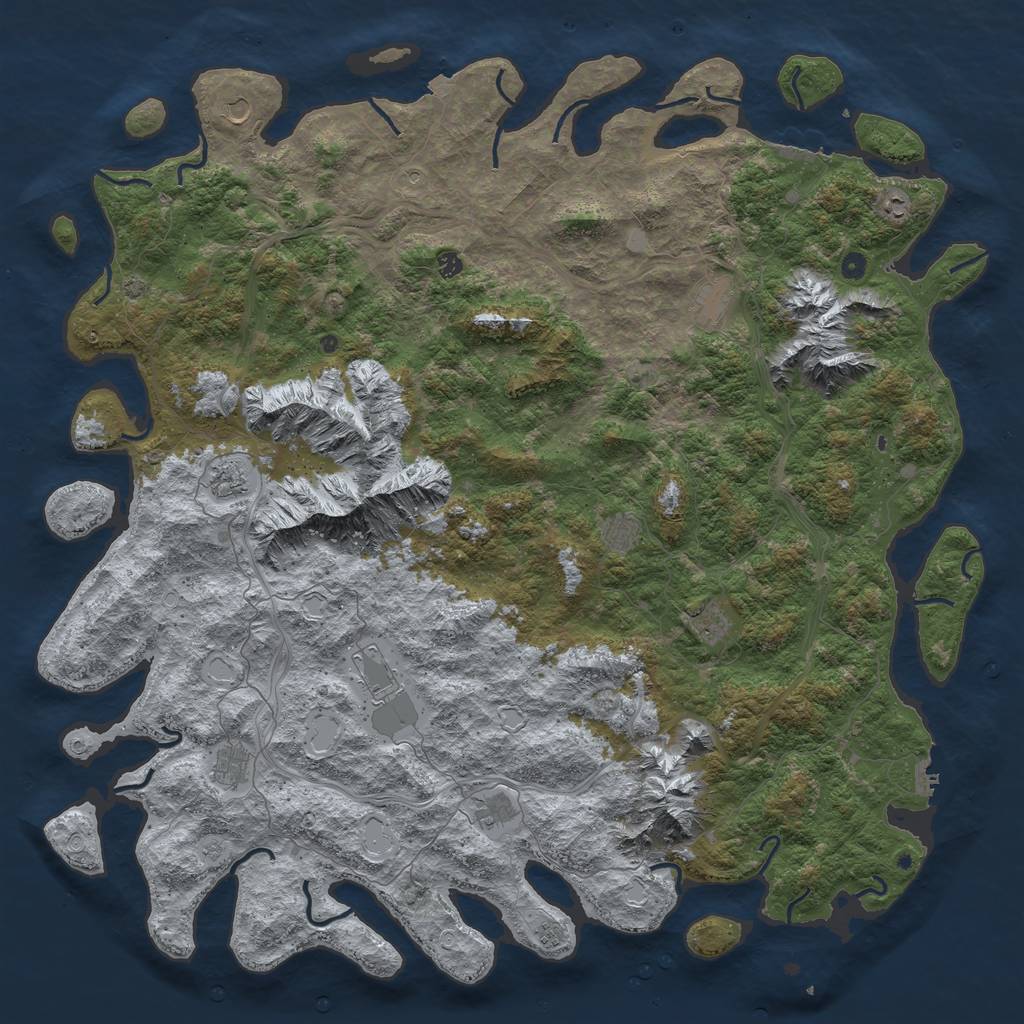 Rust Map: Procedural Map, Size: 6000, Seed: 164653221, 19 Monuments