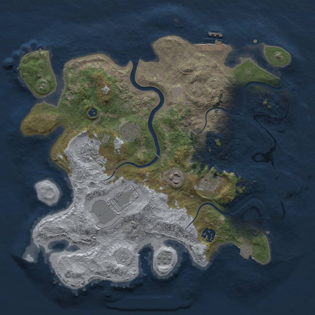 Rust Map: Procedural Map, Size: 3500, Seed: 1783543923, 13 Monuments