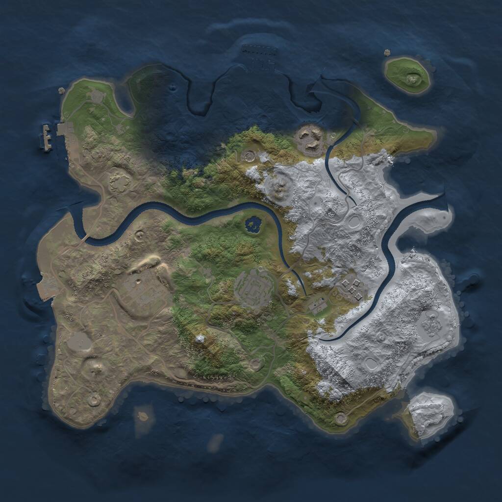 Rust Map: Procedural Map, Size: 3000, Seed: 477091992, 10 Monuments