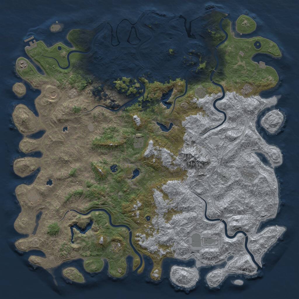 Rust Map: Procedural Map, Size: 6000, Seed: 924219597, 17 Monuments