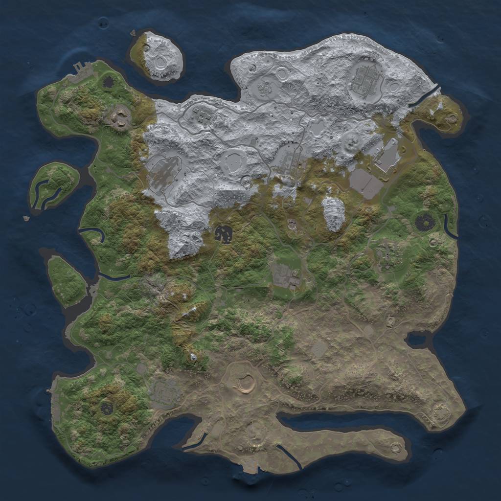 Rust Map: Procedural Map, Size: 4000, Seed: 9274, 19 Monuments