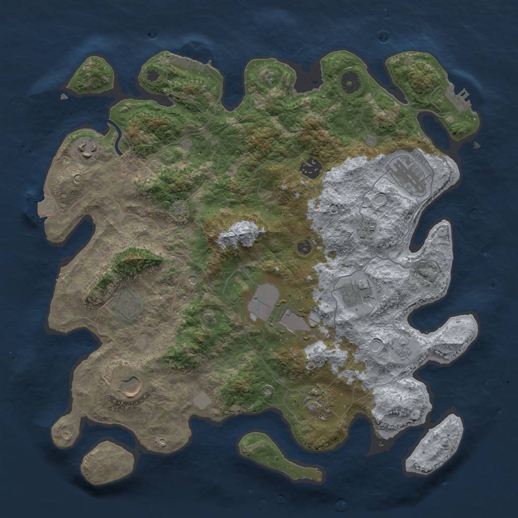 Rust Map: Procedural Map, Size: 3800, Seed: 202493224, 17 Monuments