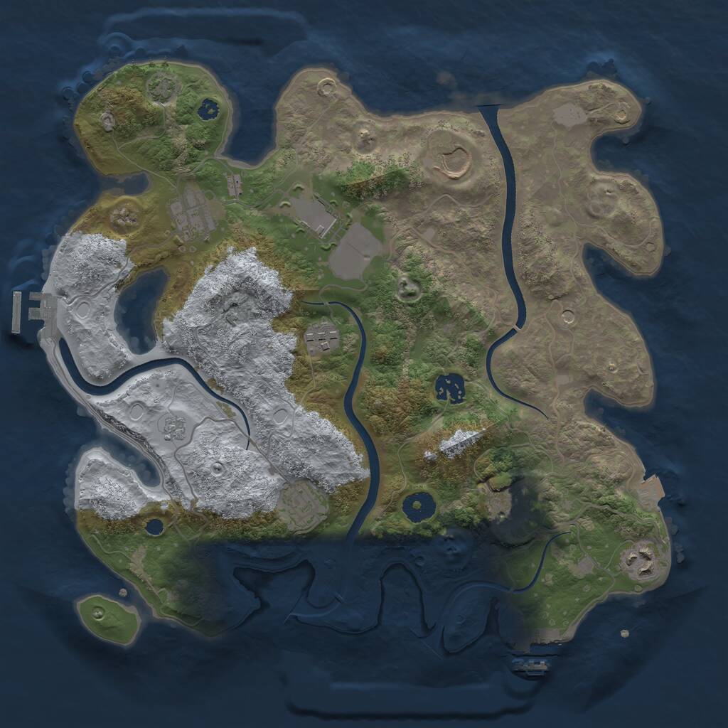 Rust Map: Procedural Map, Size: 3500, Seed: 1928357909, 14 Monuments