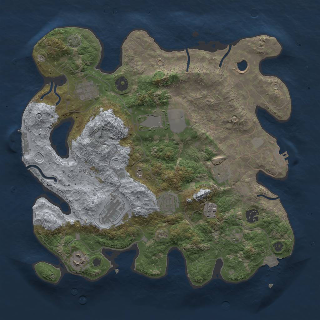 Rust Map: Procedural Map, Size: 3500, Seed: 1928357909, 17 Monuments