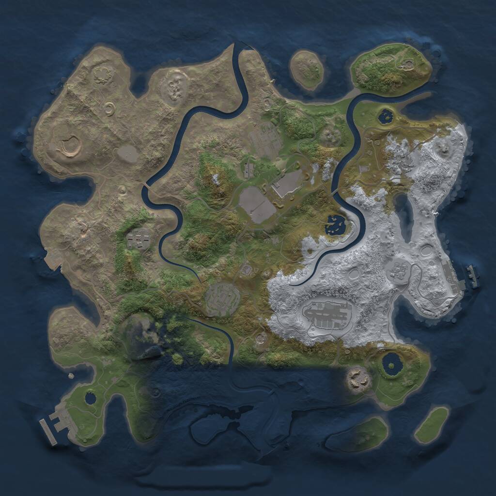 Rust Map: Procedural Map, Size: 3500, Seed: 93490738, 16 Monuments