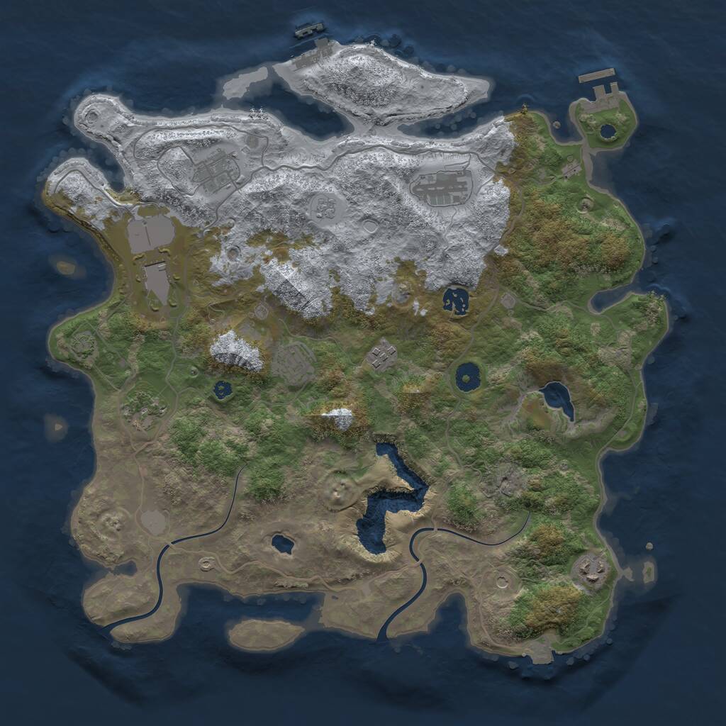 Rust Map: Procedural Map, Size: 4000, Seed: 1931329217, 14 Monuments