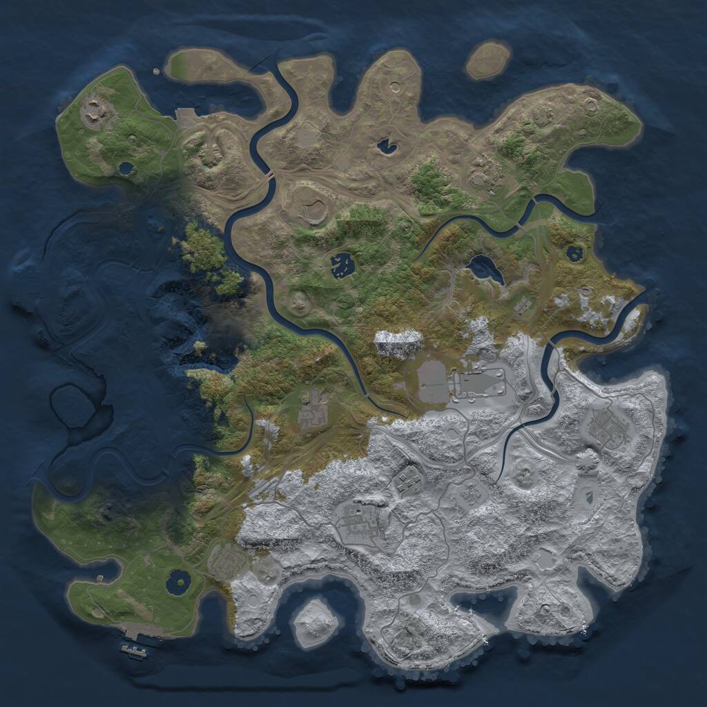 Rust Map: Procedural Map, Size: 4250, Seed: 551588847, 16 Monuments
