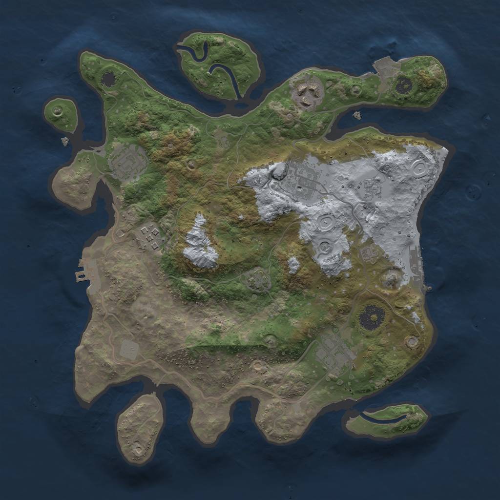 Rust Map: Procedural Map, Size: 3000, Seed: 107740321, 13 Monuments