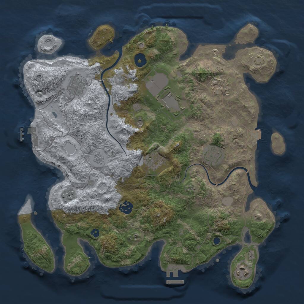Rust Map: Procedural Map, Size: 3500, Seed: 1283901997, 14 Monuments