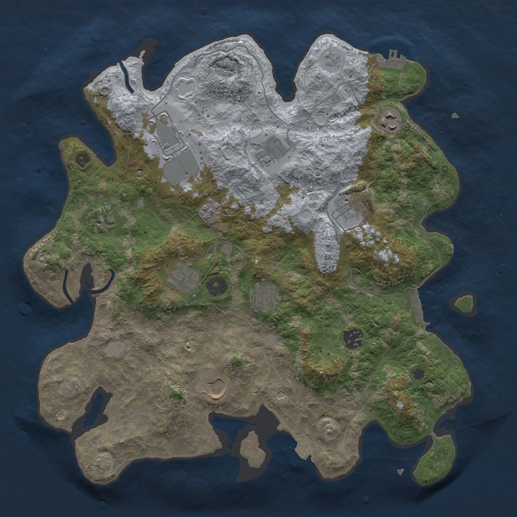 Rust Map: Procedural Map, Size: 3850, Seed: 33987, 18 Monuments