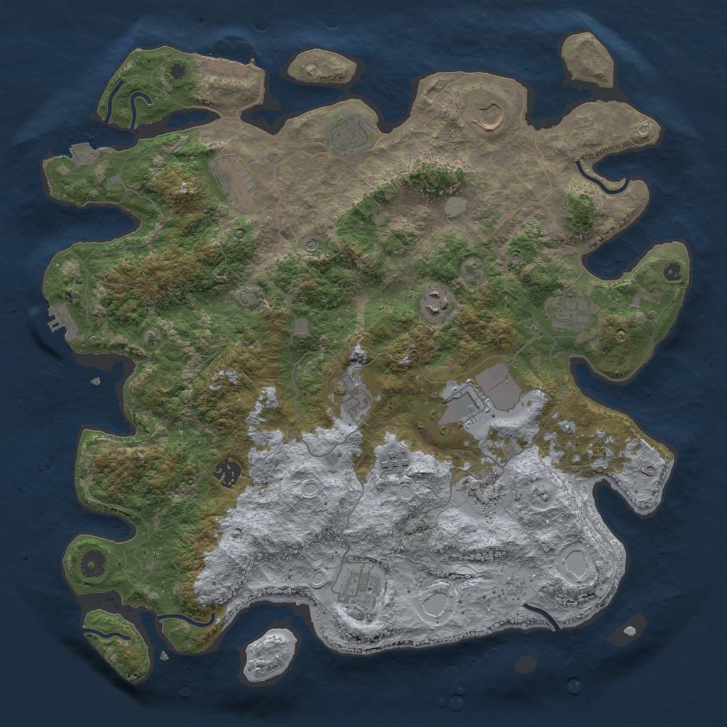 Rust Map: Procedural Map, Size: 4100, Seed: 69486132, 19 Monuments