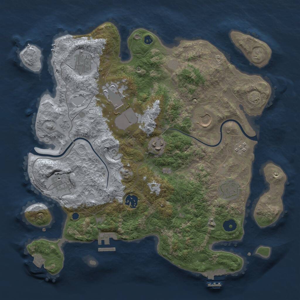 Rust Map: Procedural Map, Size: 3500, Seed: 759557497, 14 Monuments