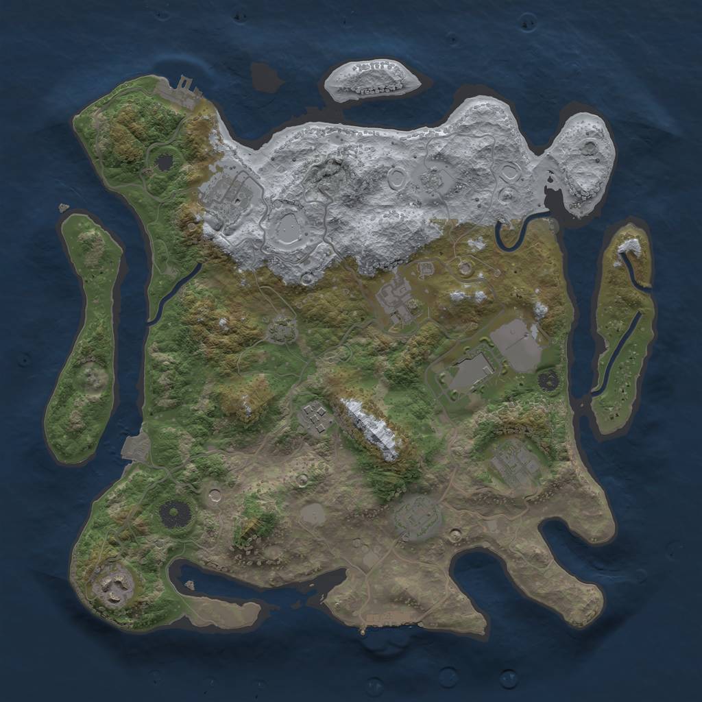 Rust Map: Procedural Map, Size: 3500, Seed: 861056243, 15 Monuments