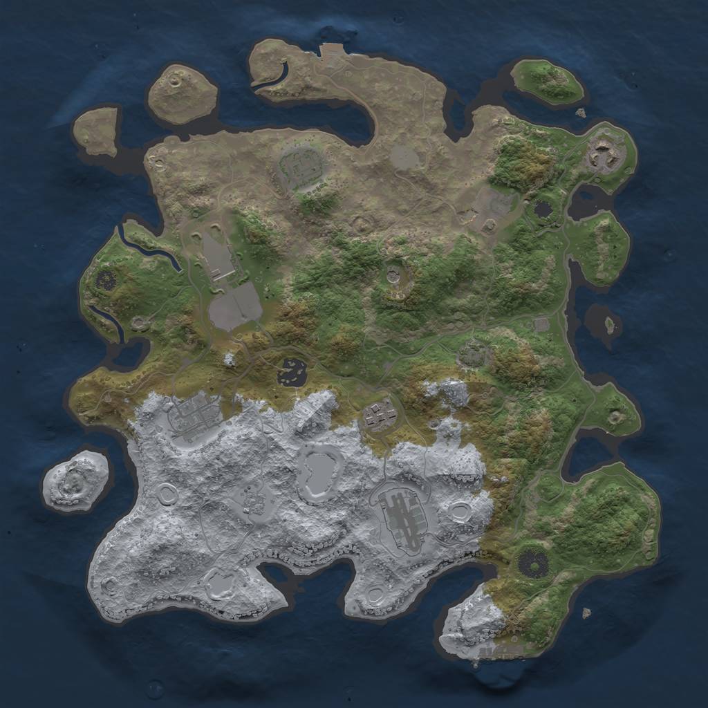 Rust Map: Procedural Map, Size: 3500, Seed: 2012050253, 15 Monuments