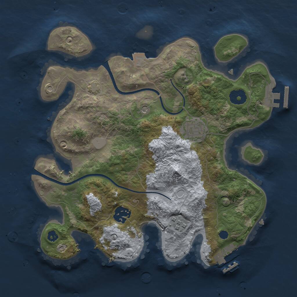 Rust Map: Procedural Map, Size: 2750, Seed: 1208124763, 8 Monuments