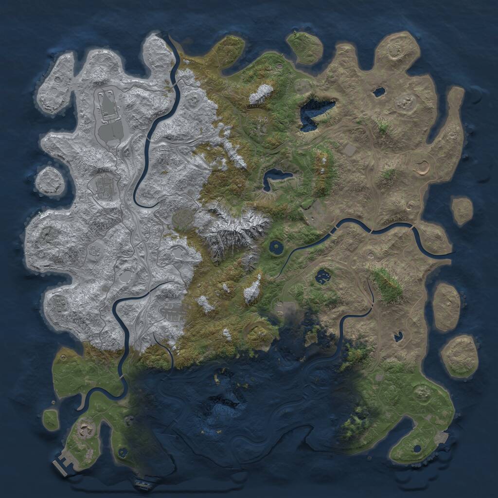 Rust Map: Procedural Map, Size: 5250, Seed: 41866541, 17 Monuments