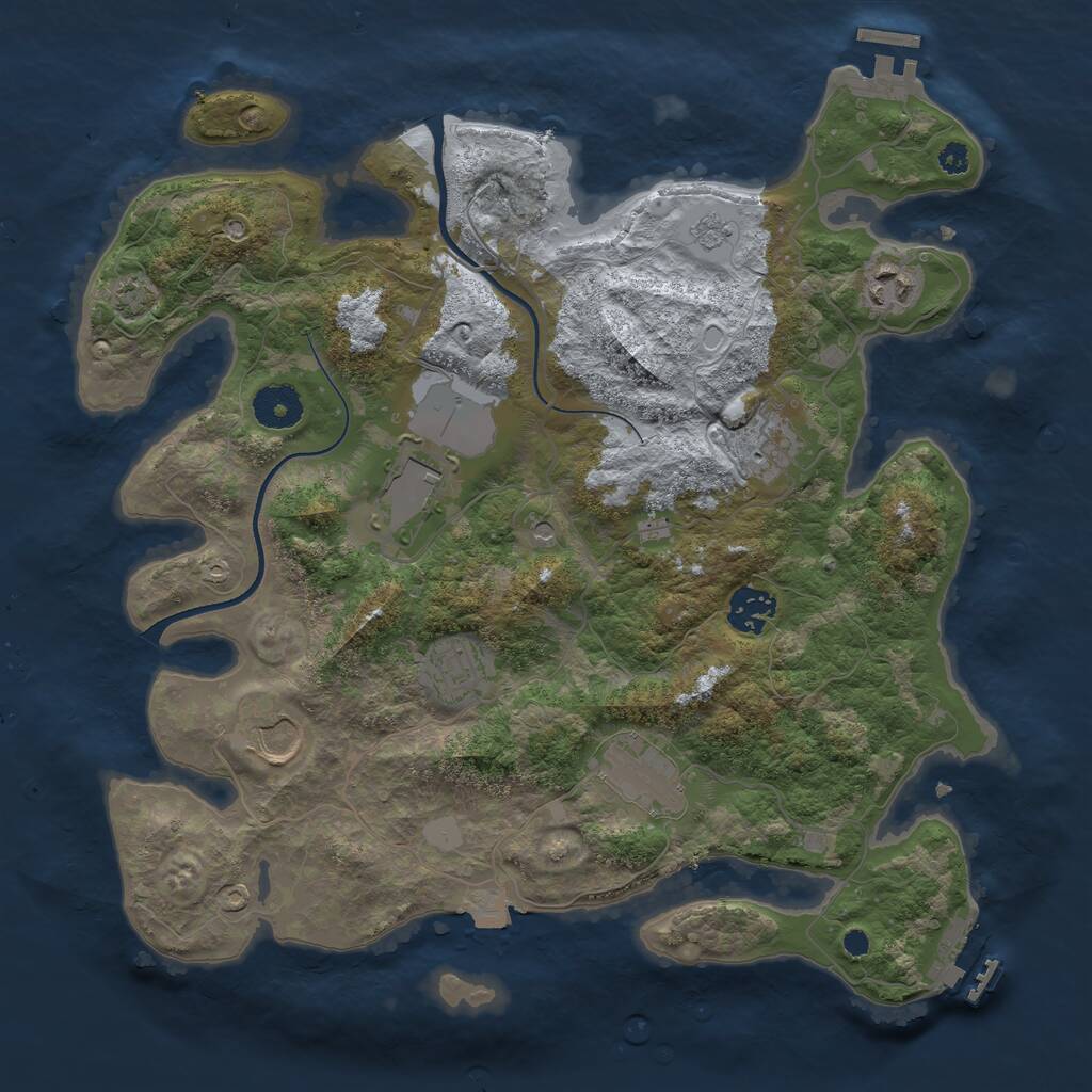 Rust Map: Procedural Map, Size: 3500, Seed: 2142675148, 13 Monuments