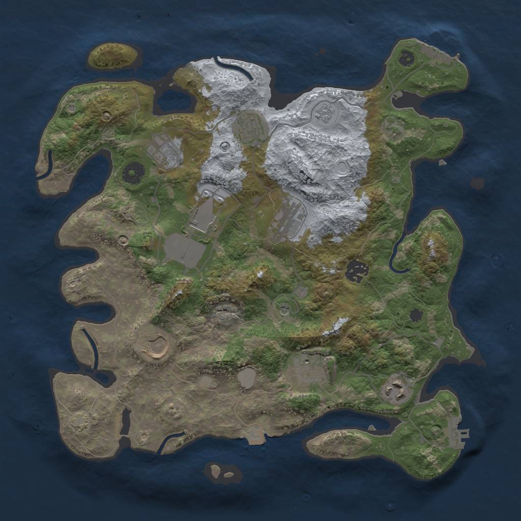 Rust Map: Procedural Map, Size: 3500, Seed: 2142675148, 16 Monuments