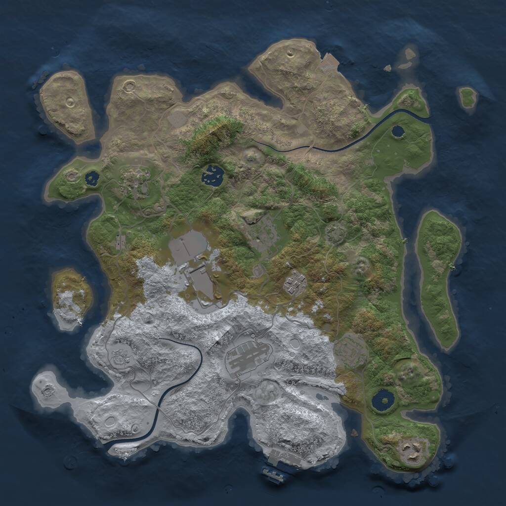 Rust Map: Procedural Map, Size: 3500, Seed: 760663564, 12 Monuments