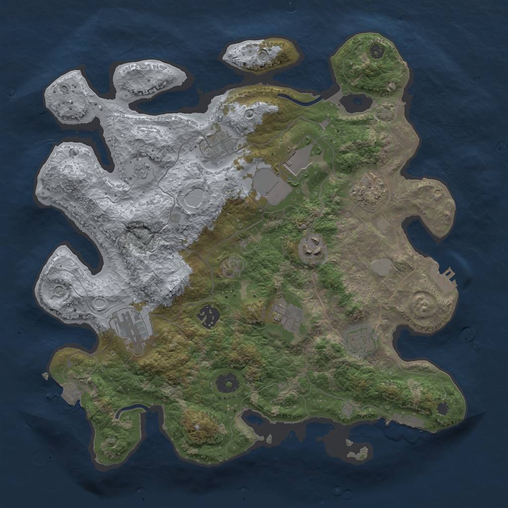 Rust Map: Procedural Map, Size: 3500, Seed: 272527341, 16 Monuments