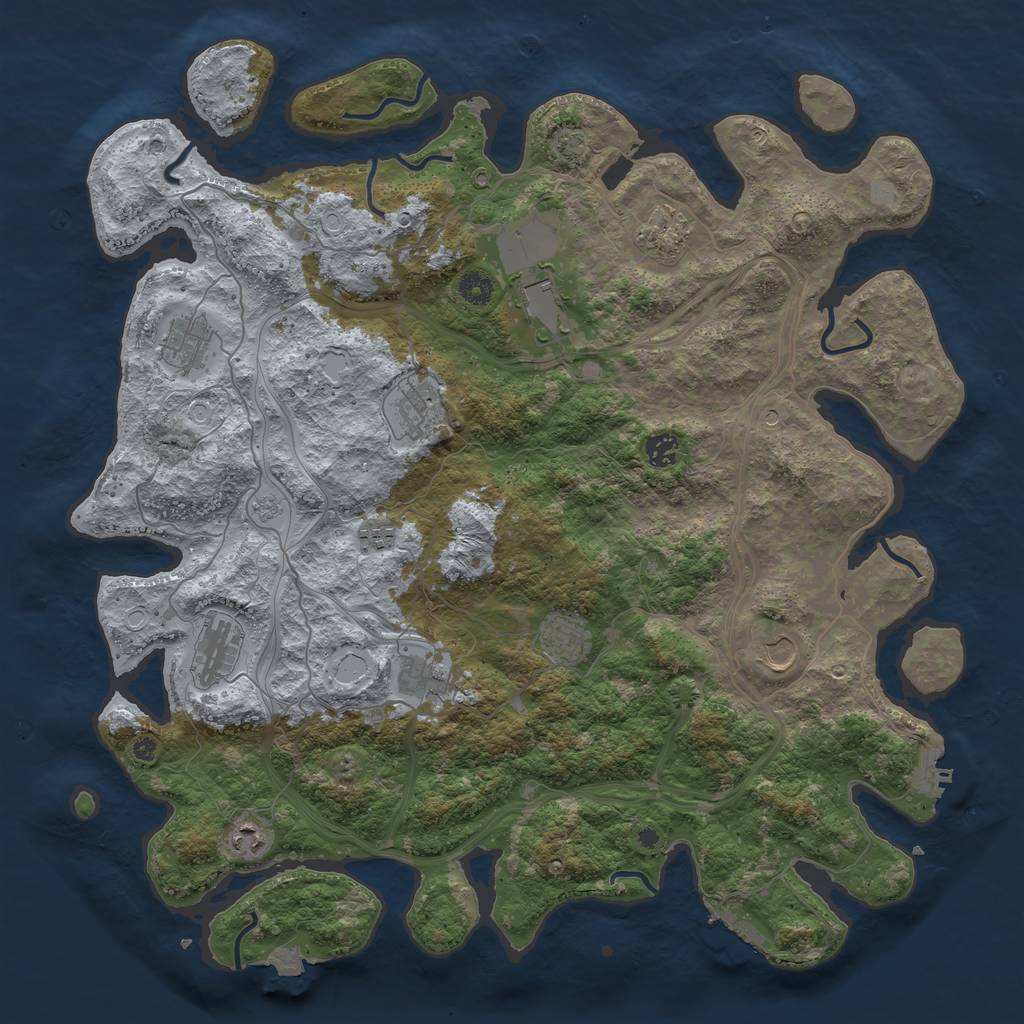 Rust Map: Procedural Map, Size: 4500, Seed: 1672351341, 19 Monuments