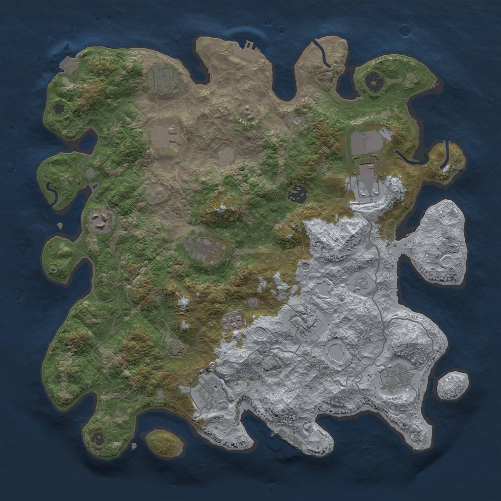 Rust Map: Procedural Map, Size: 4000, Seed: 1807309750, 18 Monuments