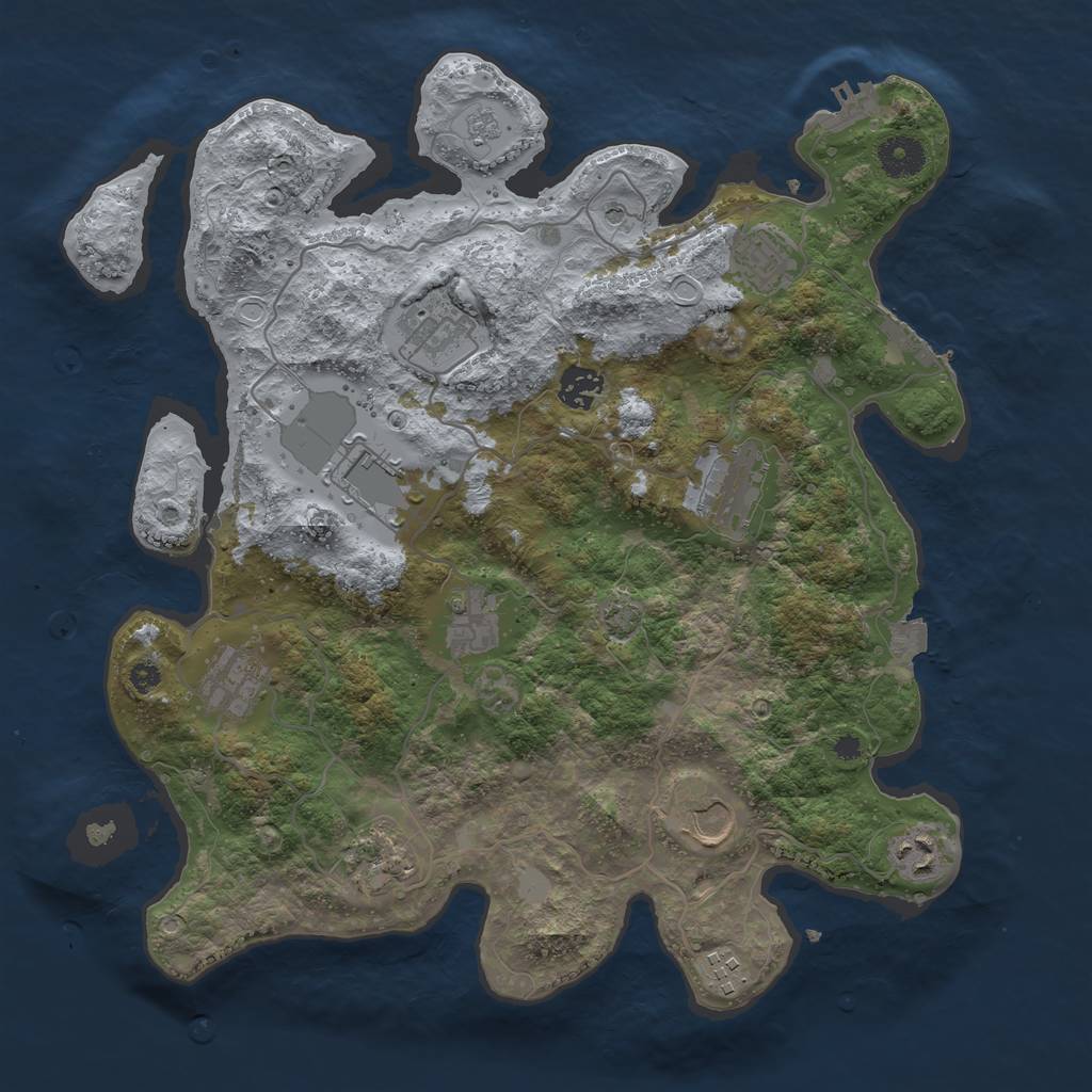 Rust Map: Procedural Map, Size: 3700, Seed: 863290, 19 Monuments