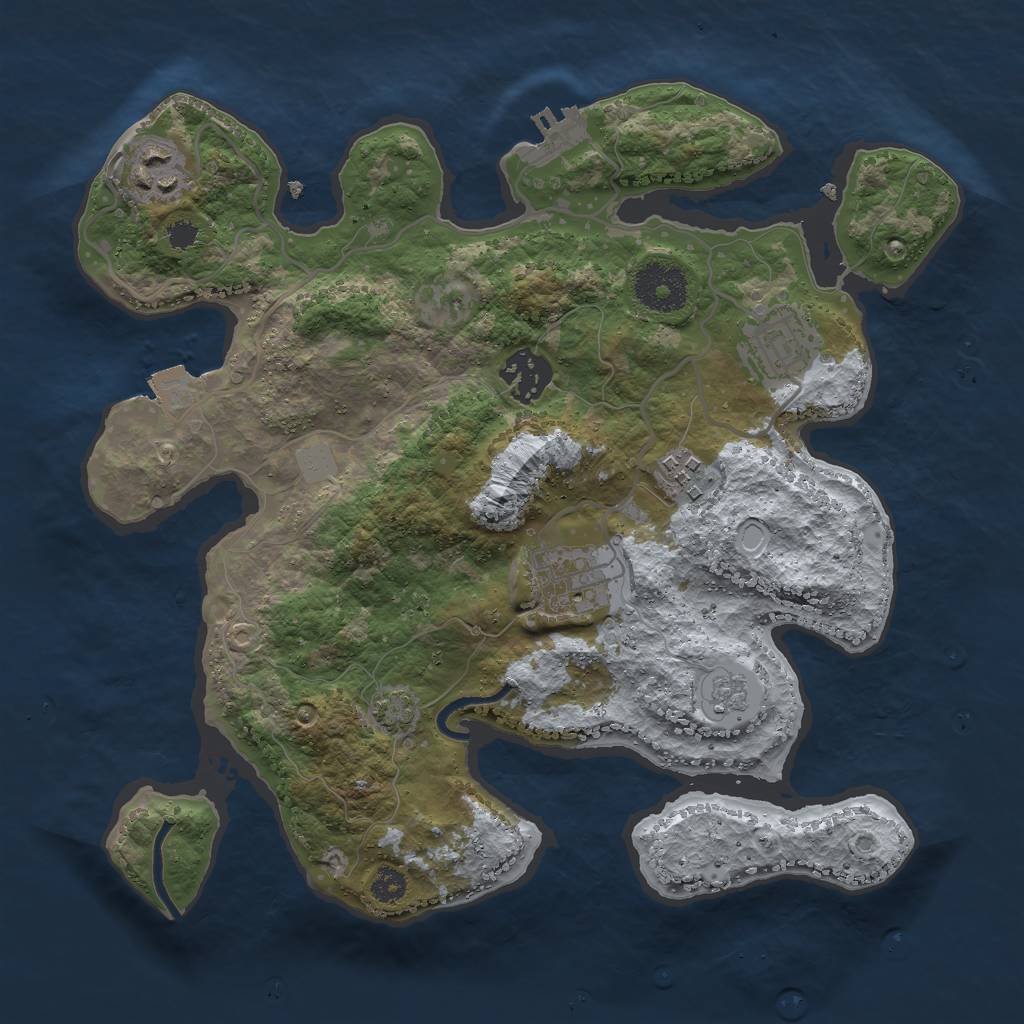 Rust Map: Procedural Map, Size: 3000, Seed: 37894, 11 Monuments