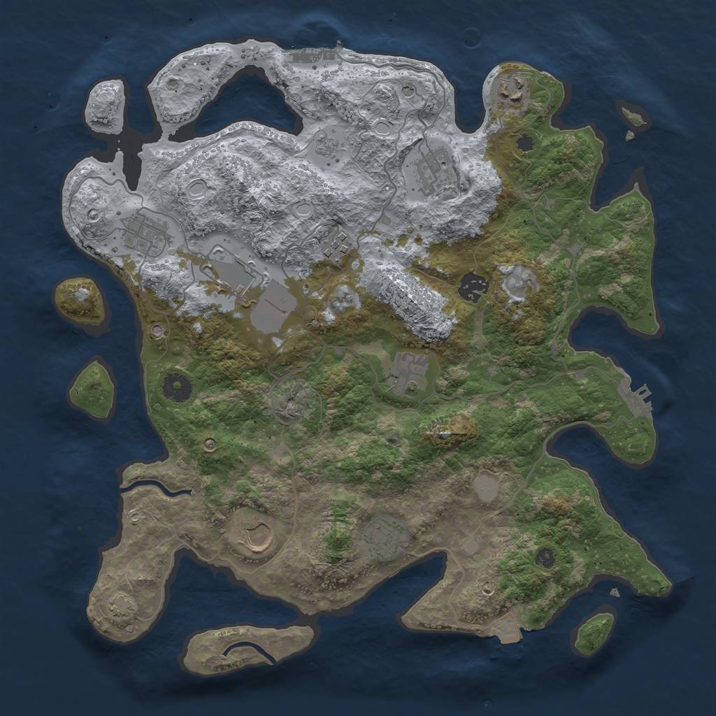 Rust Map: Procedural Map, Size: 3700, Seed: 959329066, 17 Monuments