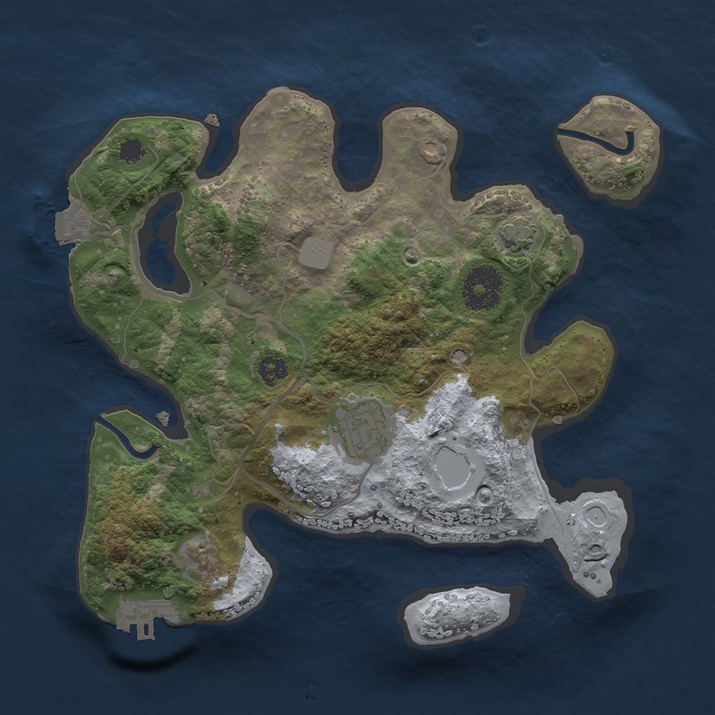 Rust Map: Procedural Map, Size: 2500, Seed: 1696893586, 6 Monuments