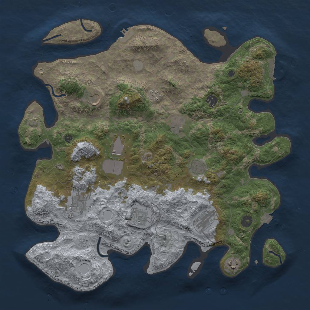 Rust Map: Procedural Map, Size: 3999, Seed: 23567, 18 Monuments