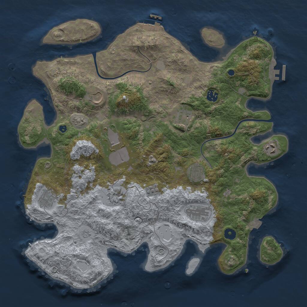 Rust Map: Procedural Map, Size: 3999, Seed: 23567, 16 Monuments