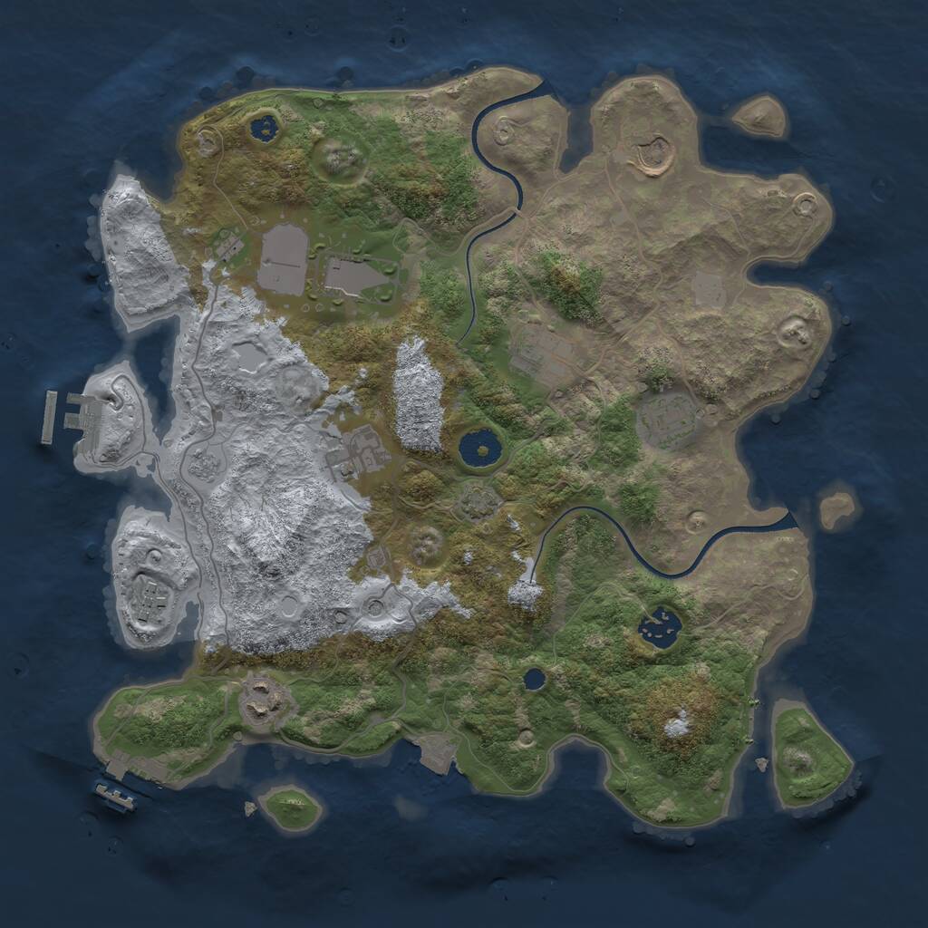 Rust Map: Procedural Map, Size: 3500, Seed: 452136566, 14 Monuments