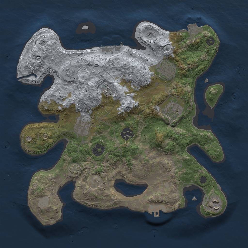 Rust Map: Procedural Map, Size: 3000, Seed: 477090316, 14 Monuments
