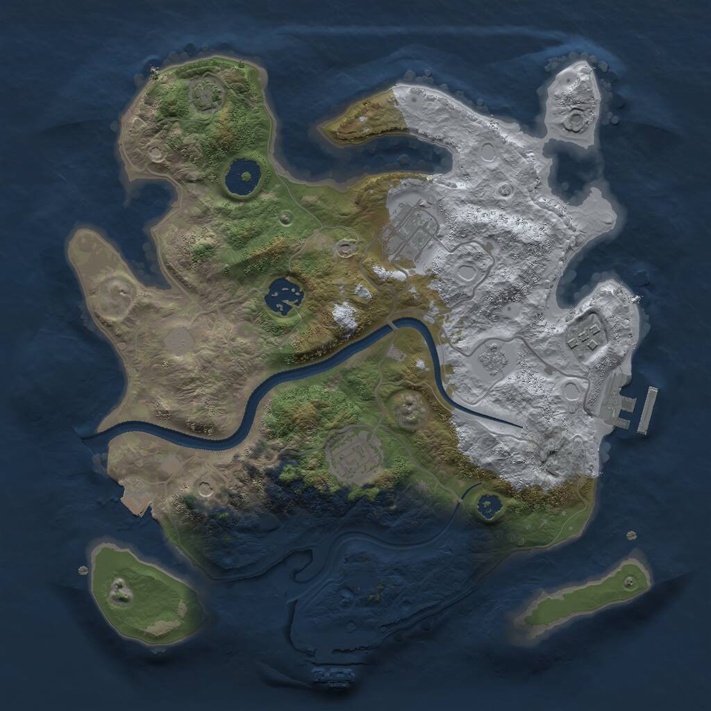 Rust Map: Procedural Map, Size: 3000, Seed: 1040880449, 10 Monuments