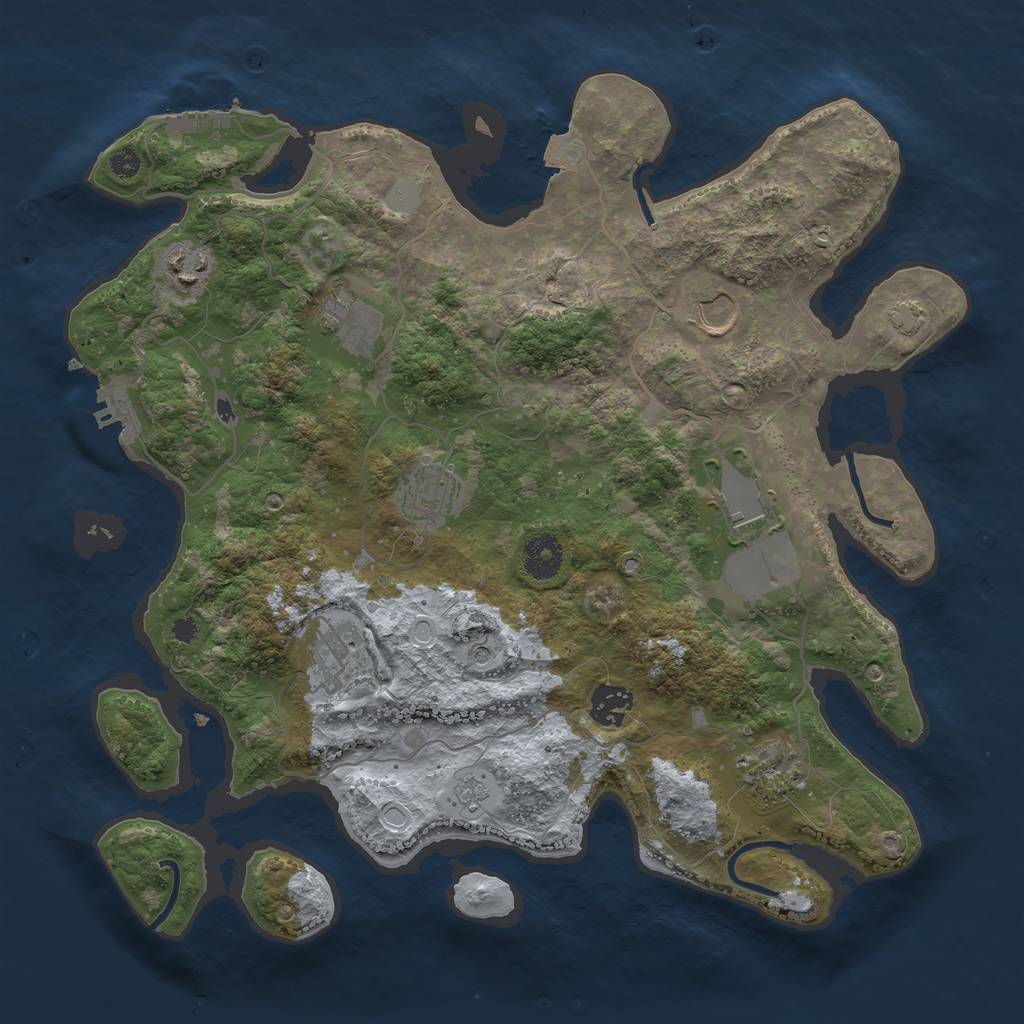 Rust Map: Procedural Map, Size: 3600, Seed: 687, 16 Monuments