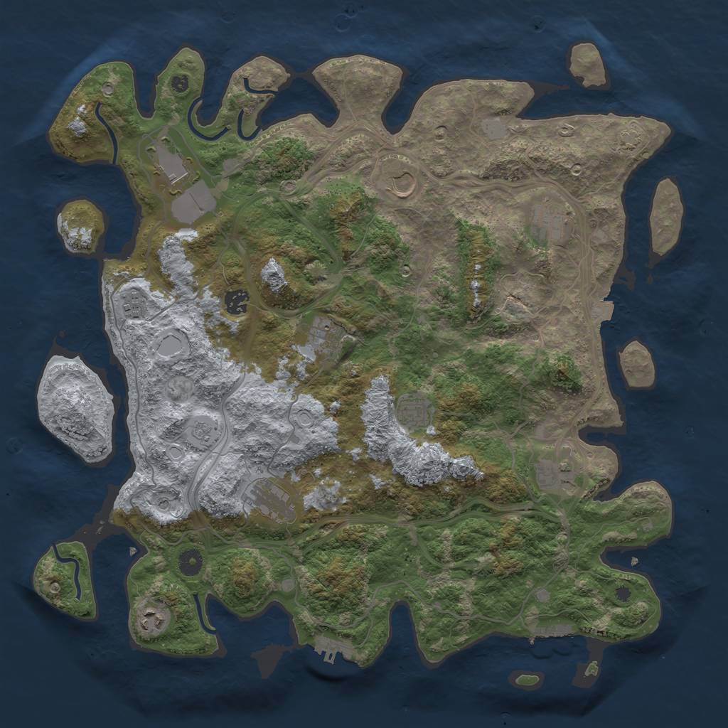 Rust Map: Procedural Map, Size: 4300, Seed: 54782416, 18 Monuments