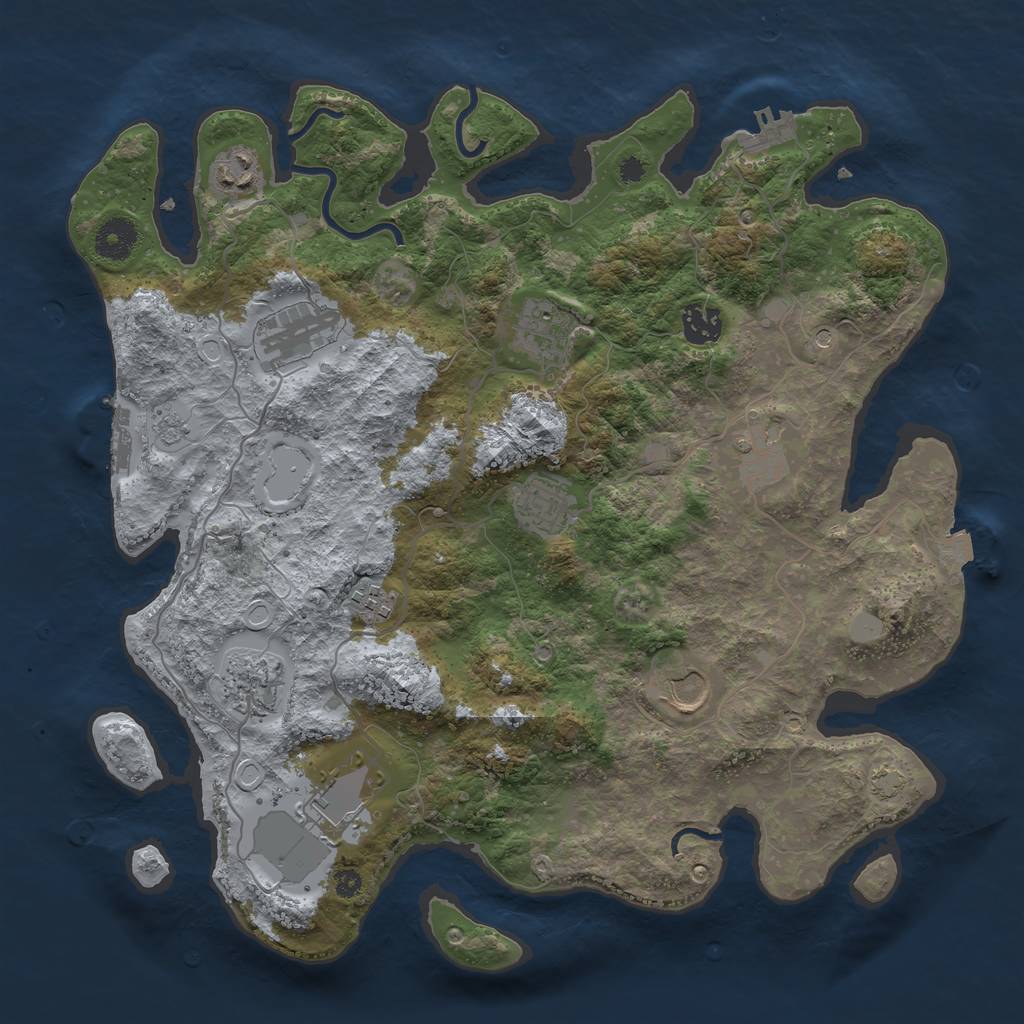 Rust Map: Procedural Map, Size: 3700, Seed: 22829905, 18 Monuments