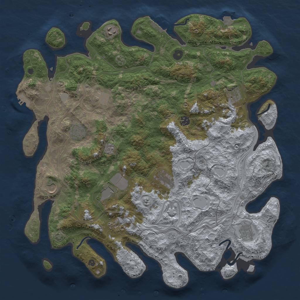 Rust Map: Procedural Map, Size: 4500, Seed: 424853044, 19 Monuments