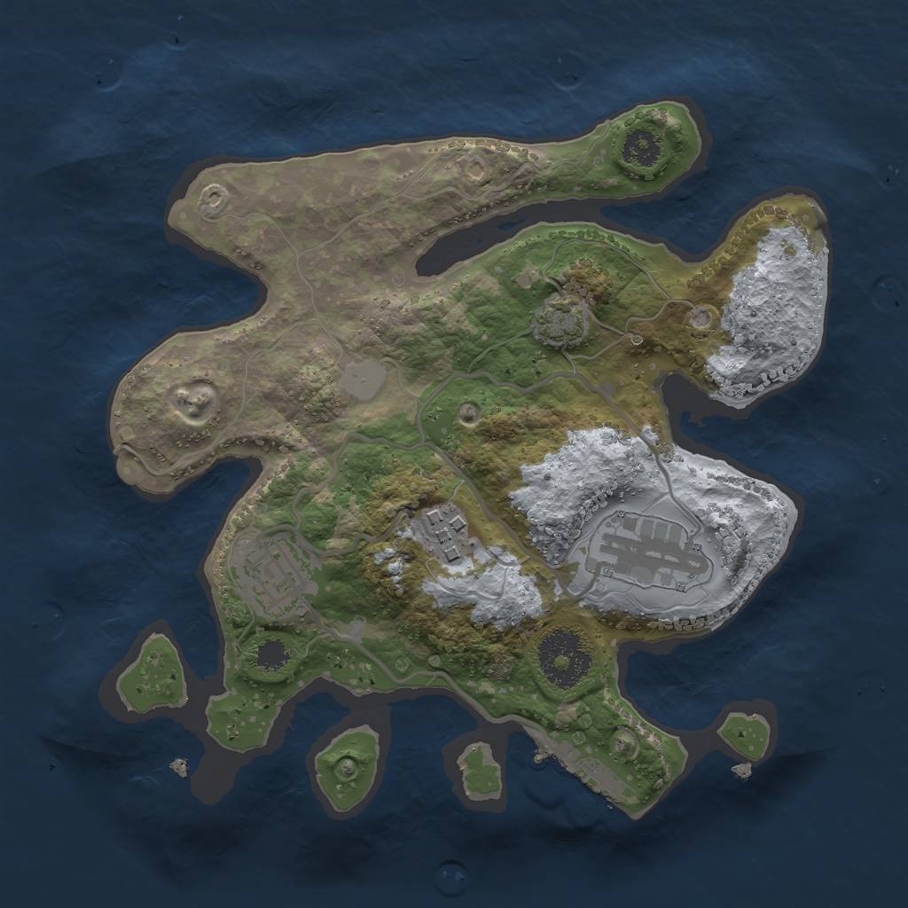 Rust Map: Procedural Map, Size: 2500, Seed: 247610, 8 Monuments